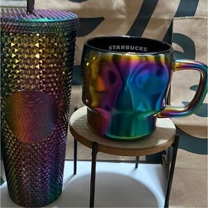 Oil Slick Starbucks Bundle. 24 oz tumbler and ceramic mug.